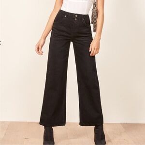 Reformation Black Denim Wide Leg Jeans